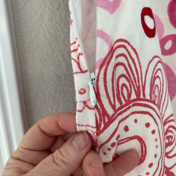 Amorose M Pink White Linen Skirt - Picture 5 of 8